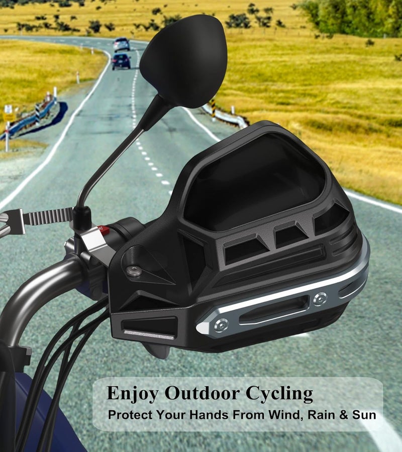 BRCOVAN Motorcycle Hand Guards with Thickened Aluminum Alloy Frame & High Strength Composite Shield, Brake & Clutch Friendly, Come with Mounting Accessories, Fit for 7/8" to 1-1/4" Handlebars - Image 4